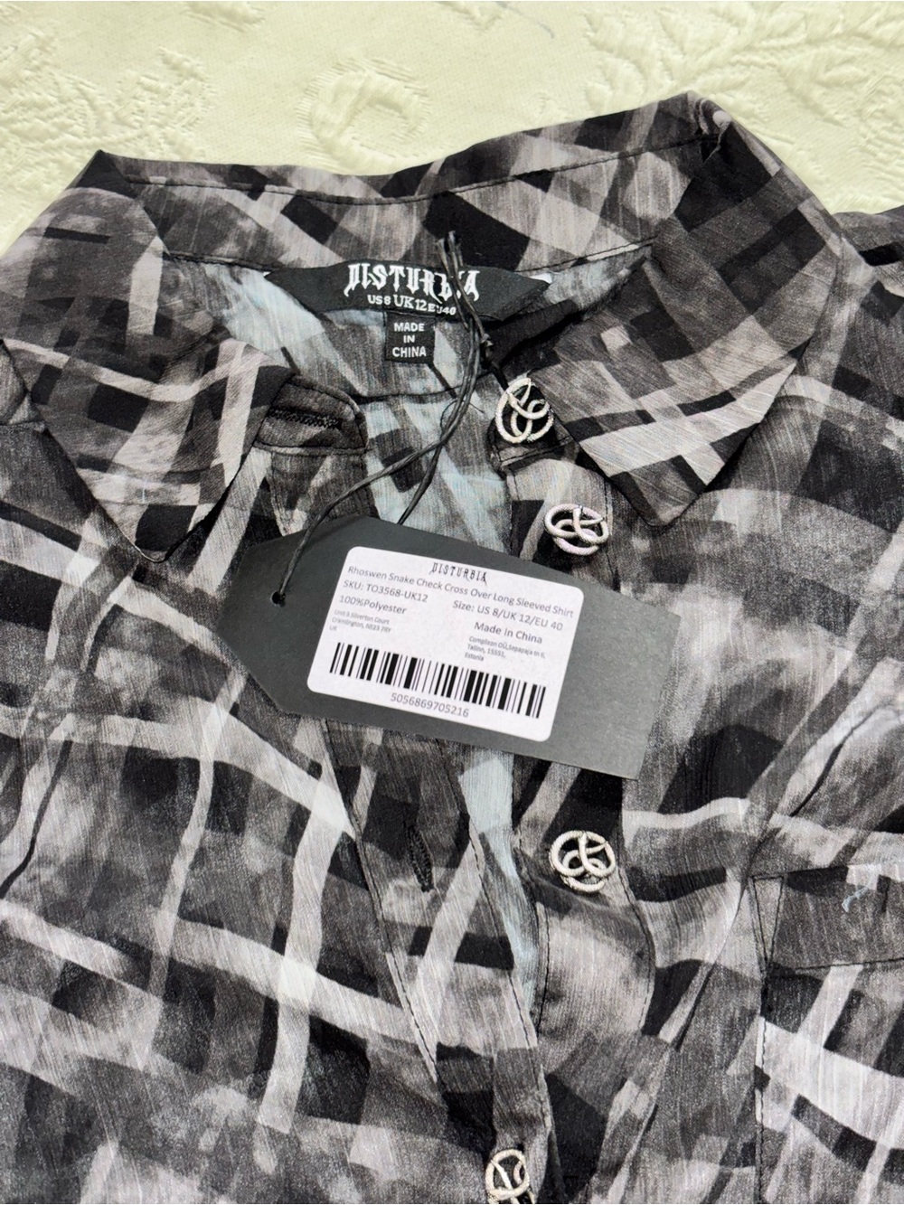 Disturbia Rhoswen Snake Blouse Celtic Buttons Cross Over 8 NWT - Picture 6 of 8